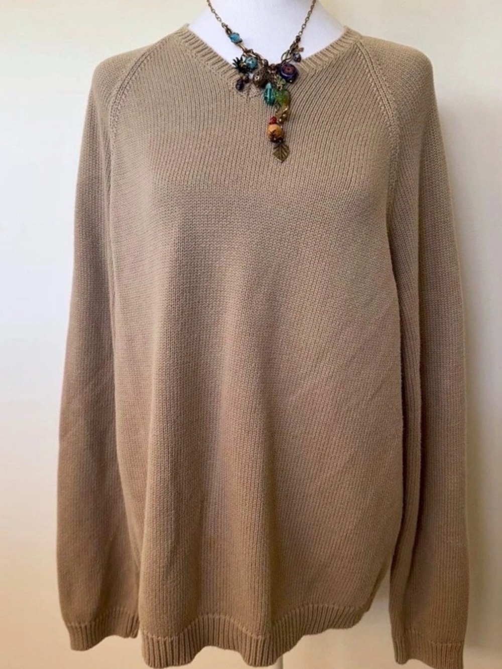 Banana Republic Cotton V-Neck Sweater in Brown Like New